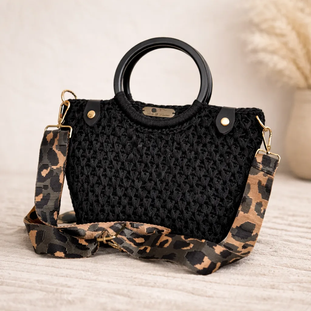 Sac BlackBen - Sac artisanal au crochet fait main par Ben&Laine